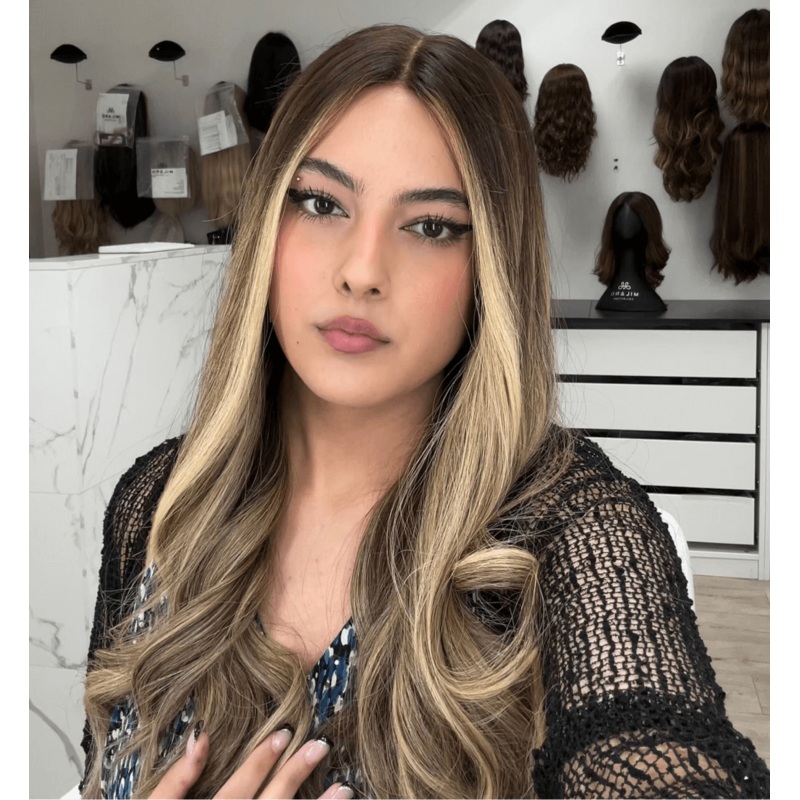24″ Divine Luxe Lace Top Wig #4 Dark Brown w/  Balayage Color Service