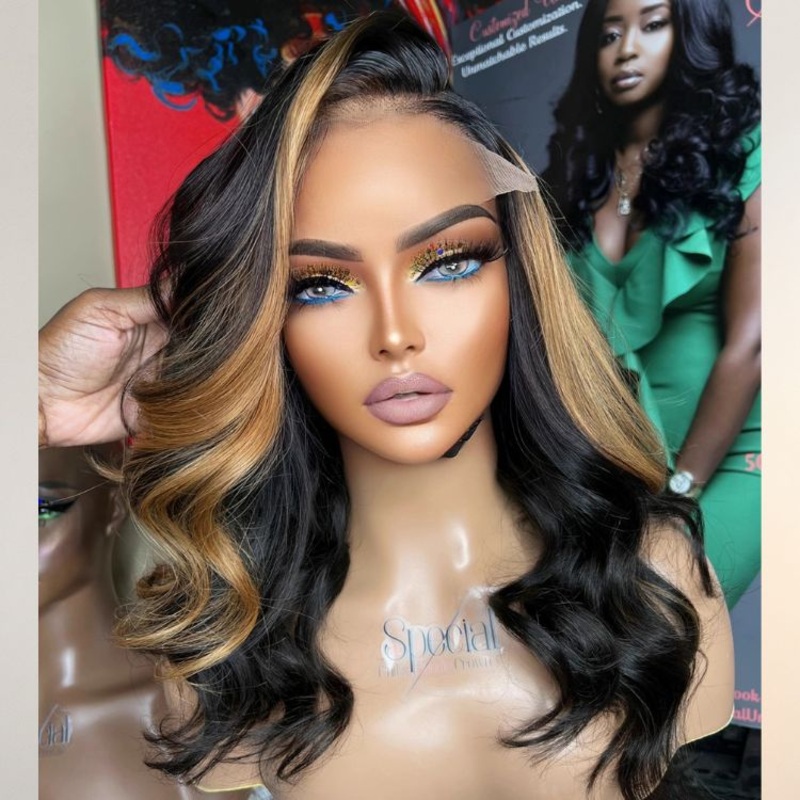Copper Highlights Loose Body Wave Glueless 5×5 Closure Lace Wig Face-Framing – US Only 16 inches