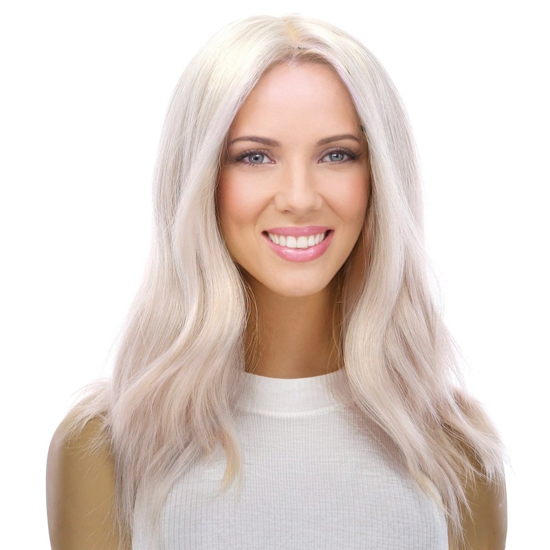 16″ Ponytail Silk Part Wig Ice Blonde Zig Zag Lace Front