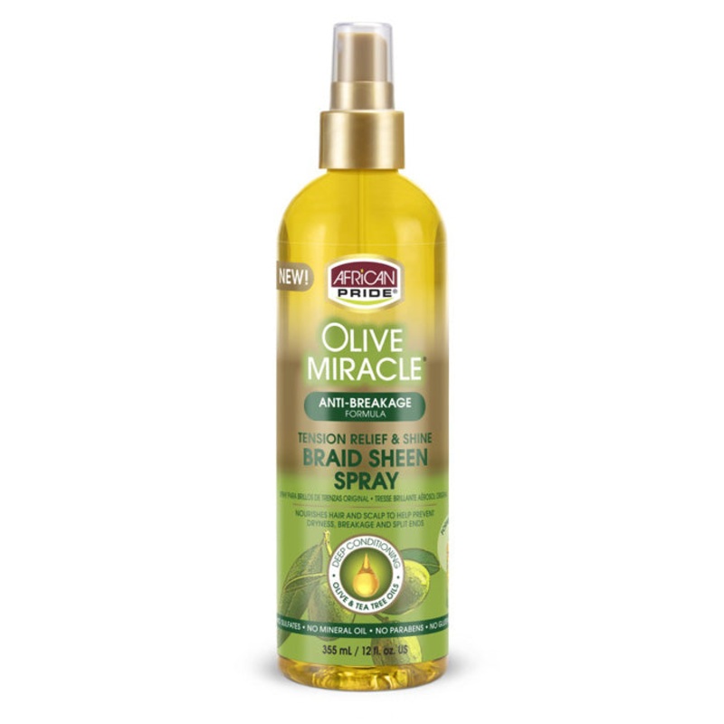 African Pride Olive Miracle Braid Sheen Spray – REGULAR 12oz 12 OZ
