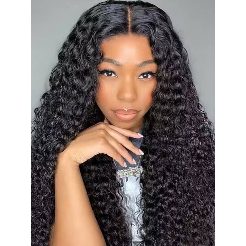 CurlyMe Pre Bleached Knots Water Wave Hair 13×4/13×6 HD Lace Frontal Wig With Elastic Drawstring Wear Go Wig 13×4 Transparent Lace 180% 10(bob)