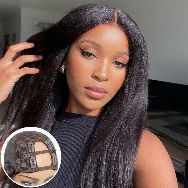 Kinky Straight U Part Quick & Easy Affordable 100% Human Hair Wig 10