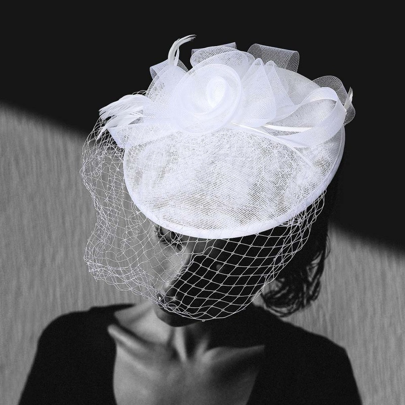 Rosette Feather Mesh Fascinator / Headband Royal Blue