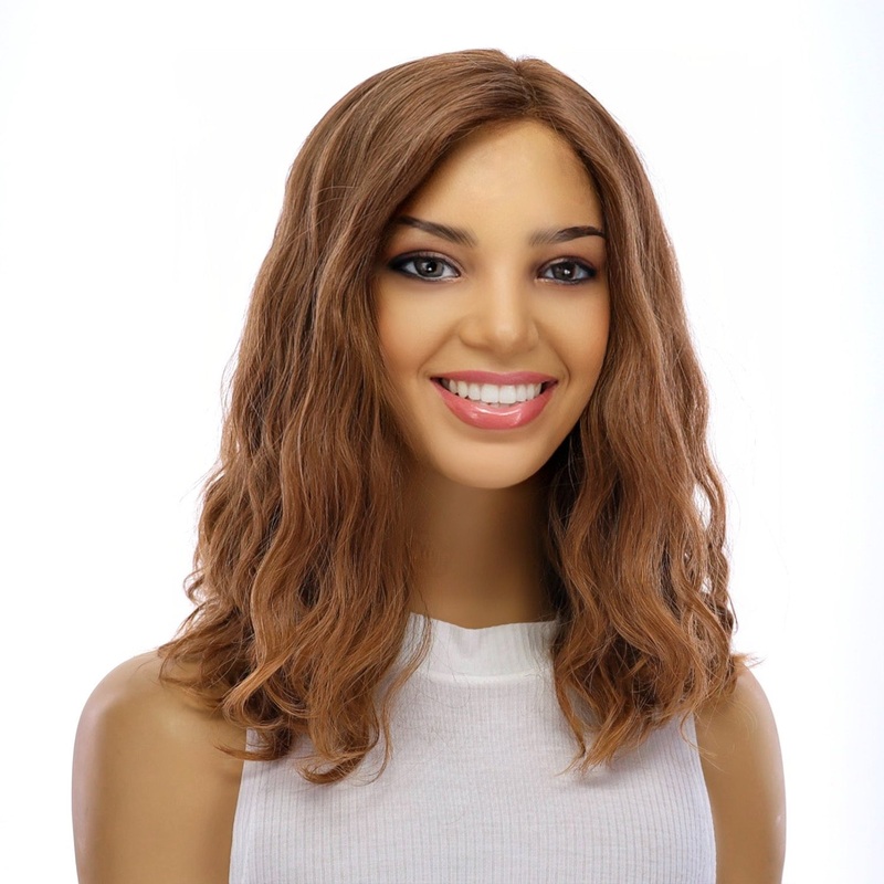 16″ Luxe Silk Top Wig #12 Warm Light Brown Wavy Zig Zag Lace Front