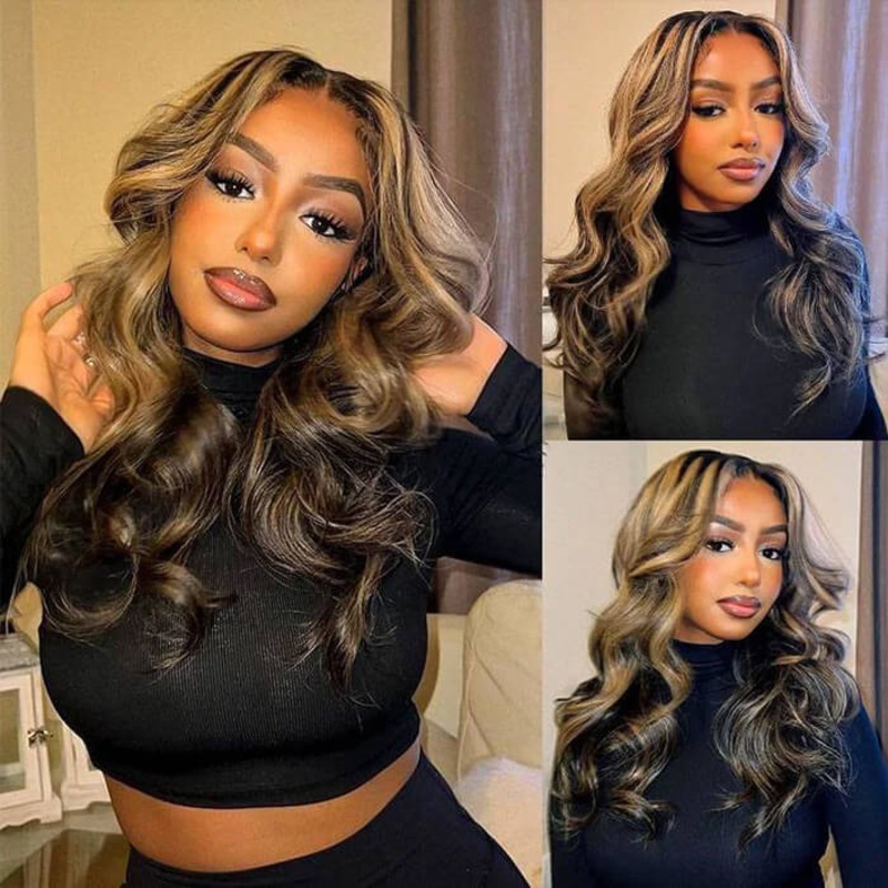 20”=$109 Balayage 1B/27 Highlight Body Wave Glueless Pre-Cut 8×5 HD Lace Closure Human Hair Wigs 180% Density 14 Body Wave