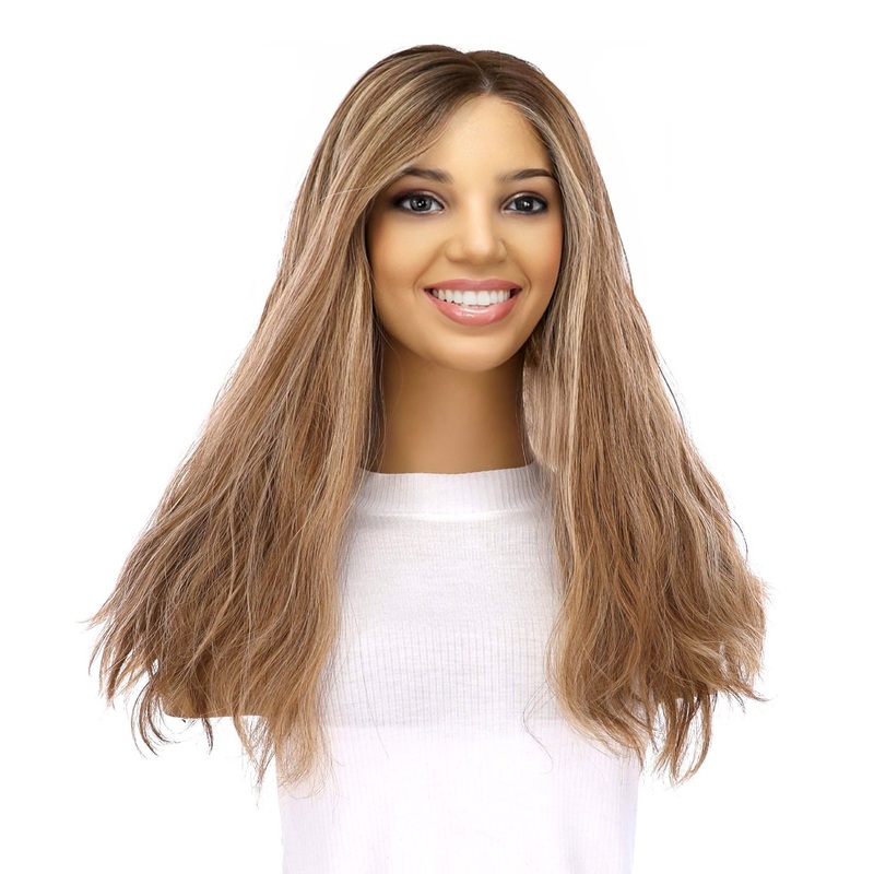 20″ Divine Lace Top Topper Medium Blonde w/ Highlights Wavy Zig Zag Lace Front
