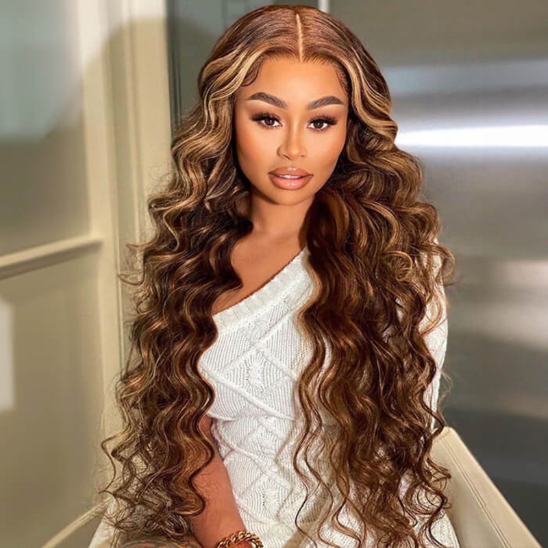 #4/27 Blonde Highlight Wig Loose Deep Wave 13×4 HD Lace Front Wigs Virgin Human Hair 16 4×4 Lace 150%