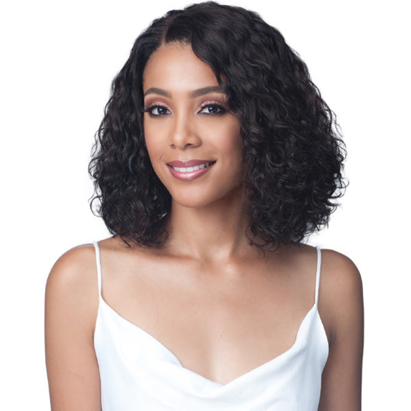 Bobbi Boss Unprocessed Human Hair Lace Front Wig MHLF422 WATER CURL 12 NATURALBLACK