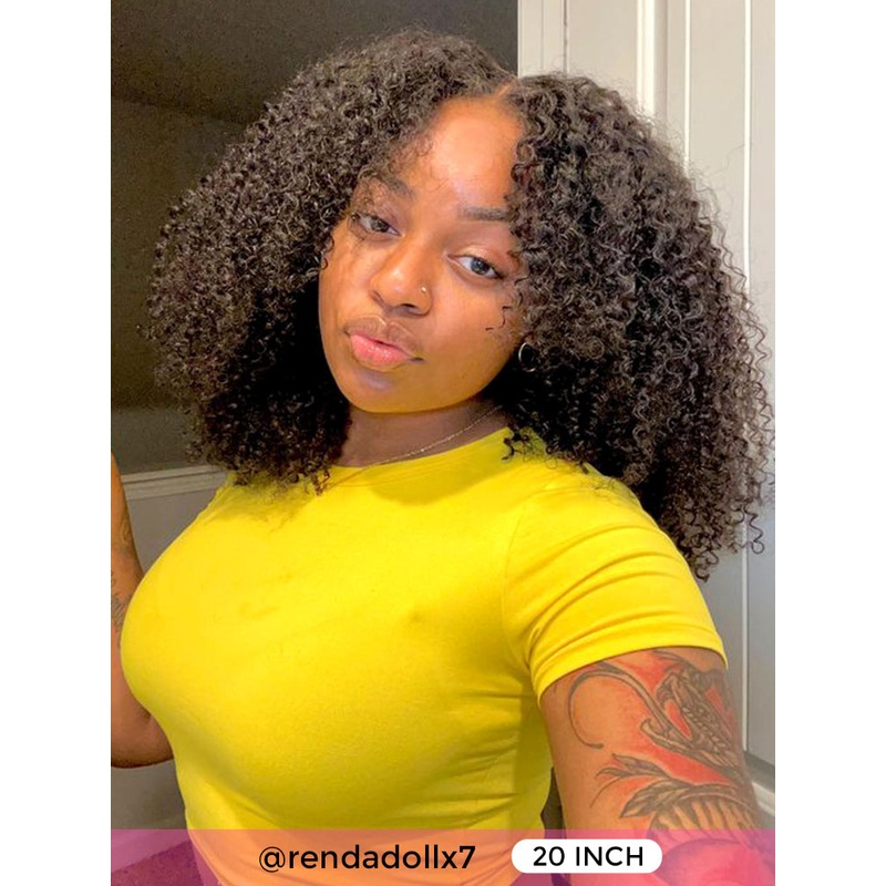 CurlyMe Pre-bleached Wear Go Glueless Afro Kinky Curly Pre-cut HD Lace Wig Pre-plucked For Tiktok 7×5 HD Lace 180% 8(bob)