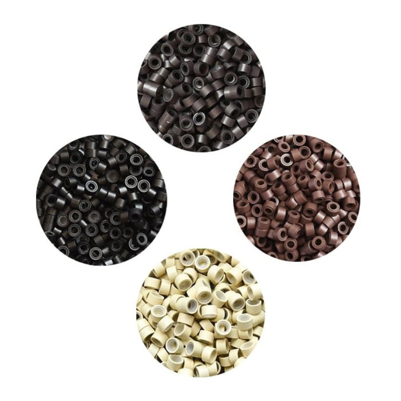 Eve Premium Extension Links – SILICONE TYPE MICRO RINGS 200 PCS (5/3/3 mm) Black