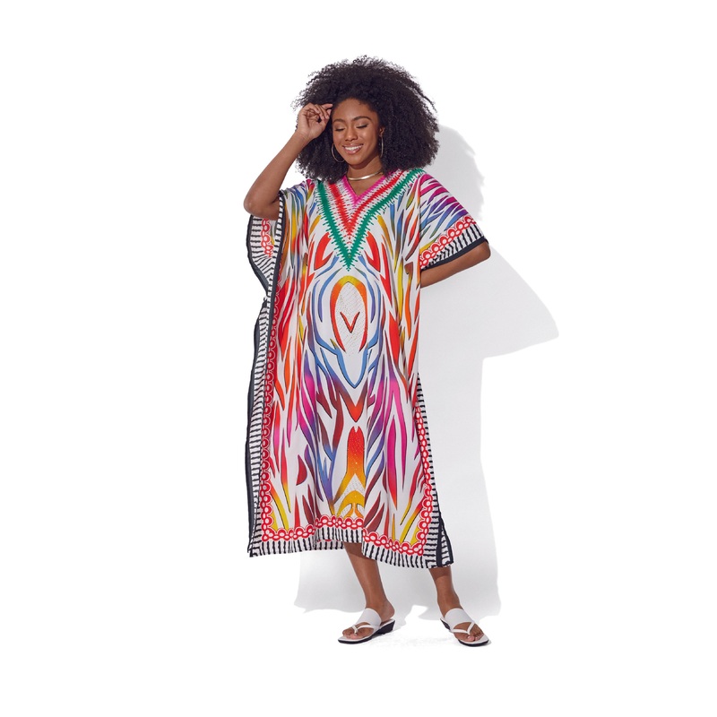 Flicker Print Microfiber Long Caftan by EY Signature MLC117 OS