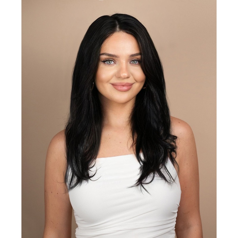 full lace human wig – 14″ natural black.
