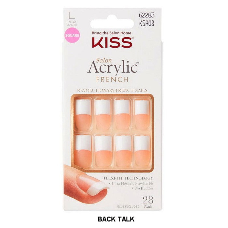 KISS PROFESSIONAL SALON ARCRYLIC FRENCH 28 NAILS BACK TALK