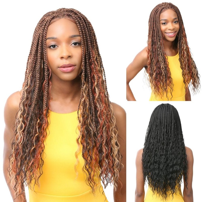 Nutique Illuze Synthetic 4×4 Lace Front Wig – Boho Box Deep 26″ 1 JET BLACK