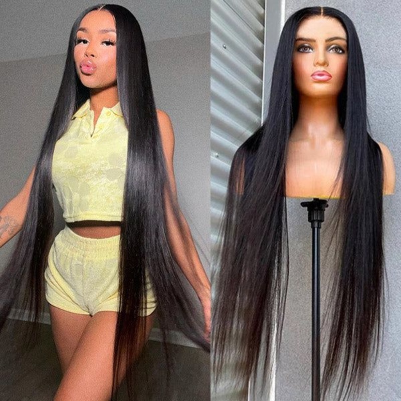 QVR Long Length Straight 13×4 Lace Front Wigs With Pre Plucked with Baby Hair 26” 250%
