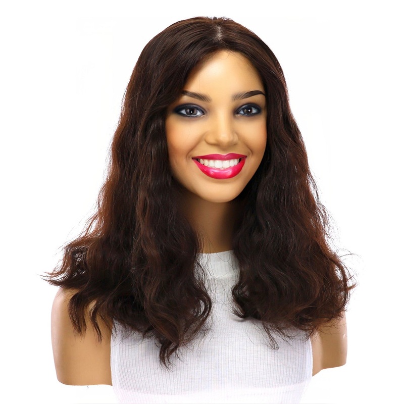 18″ Princess Silk Top Wig Dark Brown Wavy Zig Zag Lace Front