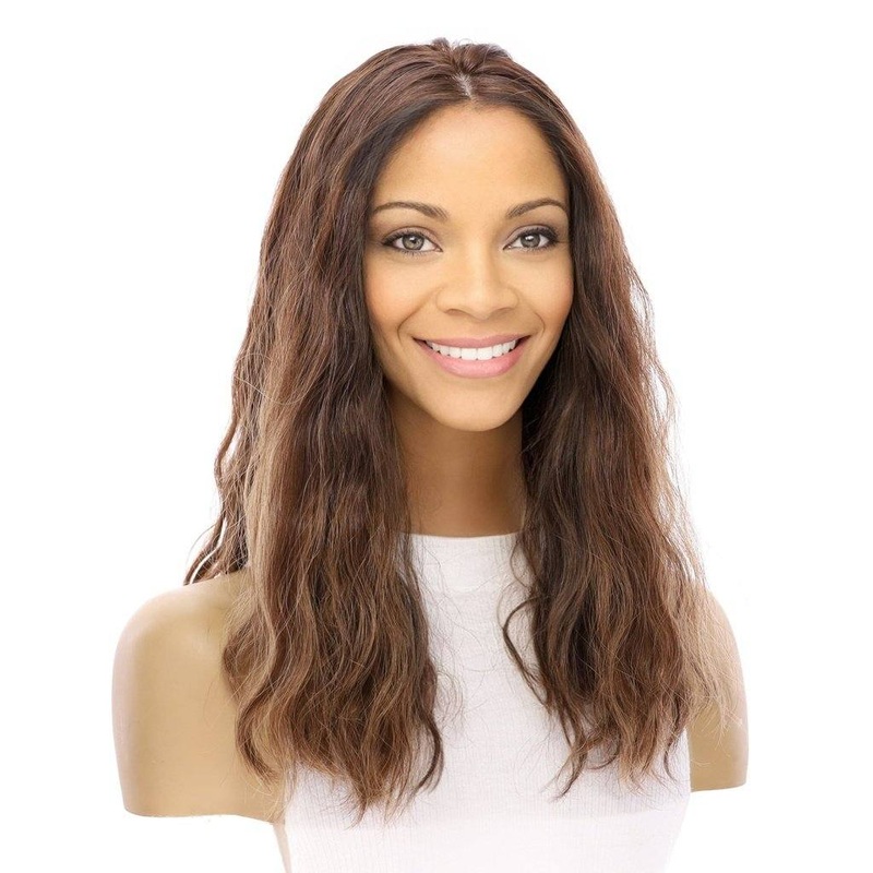 19″ Nicole Silk Top Wig Medium Brown Balayage Wavy Zig Zag Lace Front