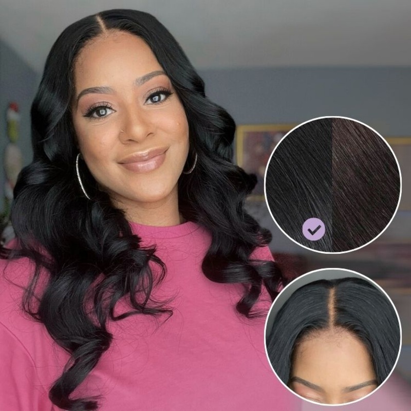Jet Black Loose Body Wave Glueless 5×5 Closure Lace Wig 100% Human Hair 12 No