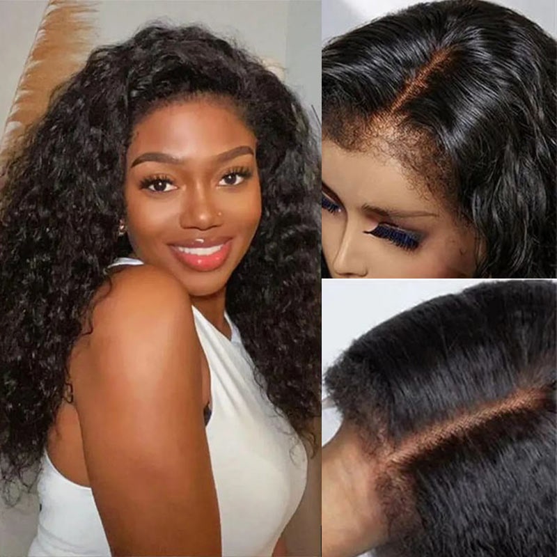 QVR 4C Curly Edges Water Wave Hair 13×4 5×5 HD Lace Front Wigs With Realistic Hairline 13X4 Lace 150% 12 (Bob)