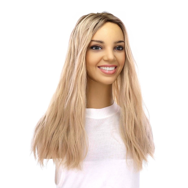 18″ Emerald Silk Top Topper Beige Blonde Wavy 5 x 6″