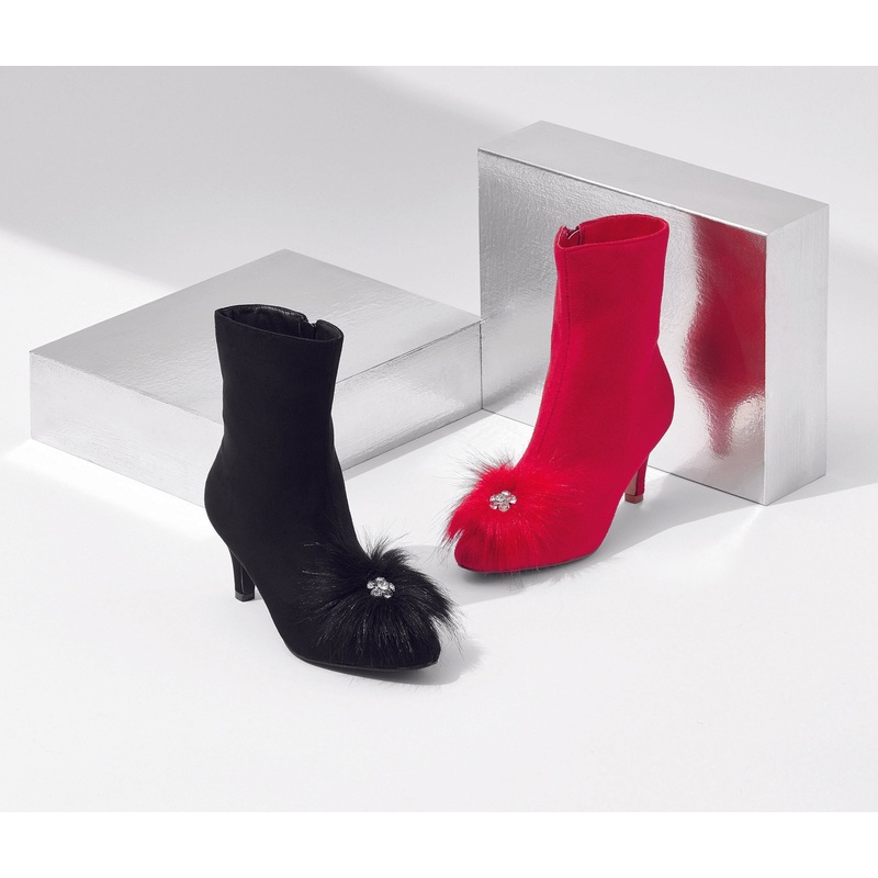 Fab ‘n’ Feathery Booties by EY Boutique BLACK 10M