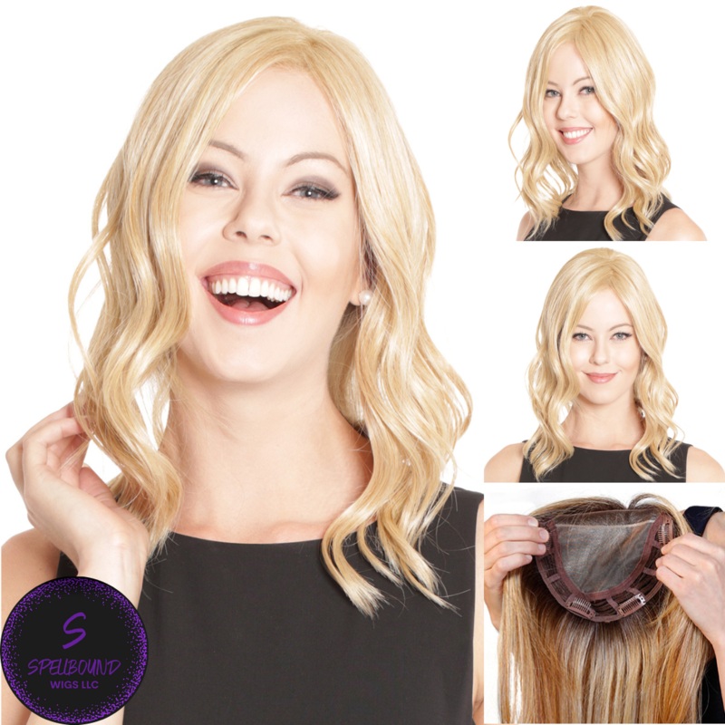 Lace Front Mono Topper Wave 14″ – Caf Collection by BelleTress Bombshell Blonde