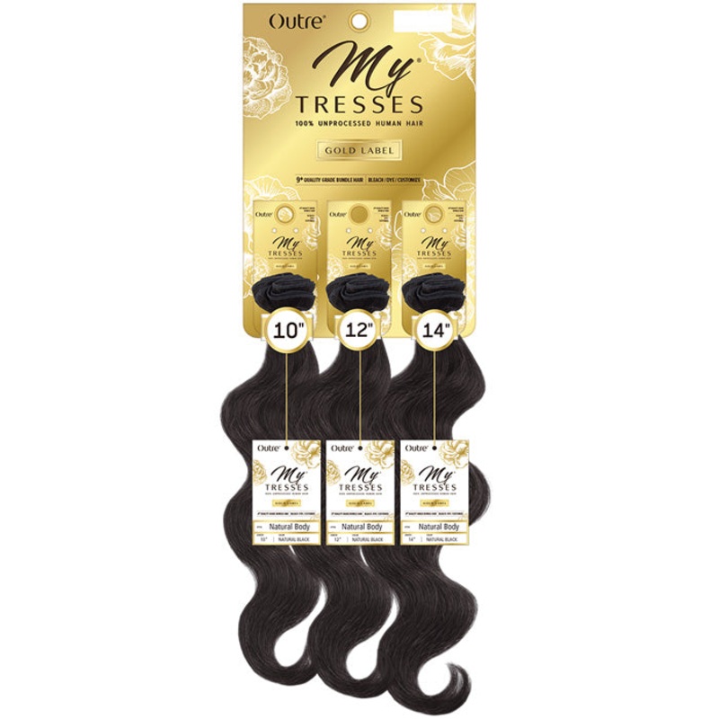 Outre MyTresses Gold Label 100% Unprocessed Human Hair Weave – NATURAL BODY MULTI 10/12/14 NBLK