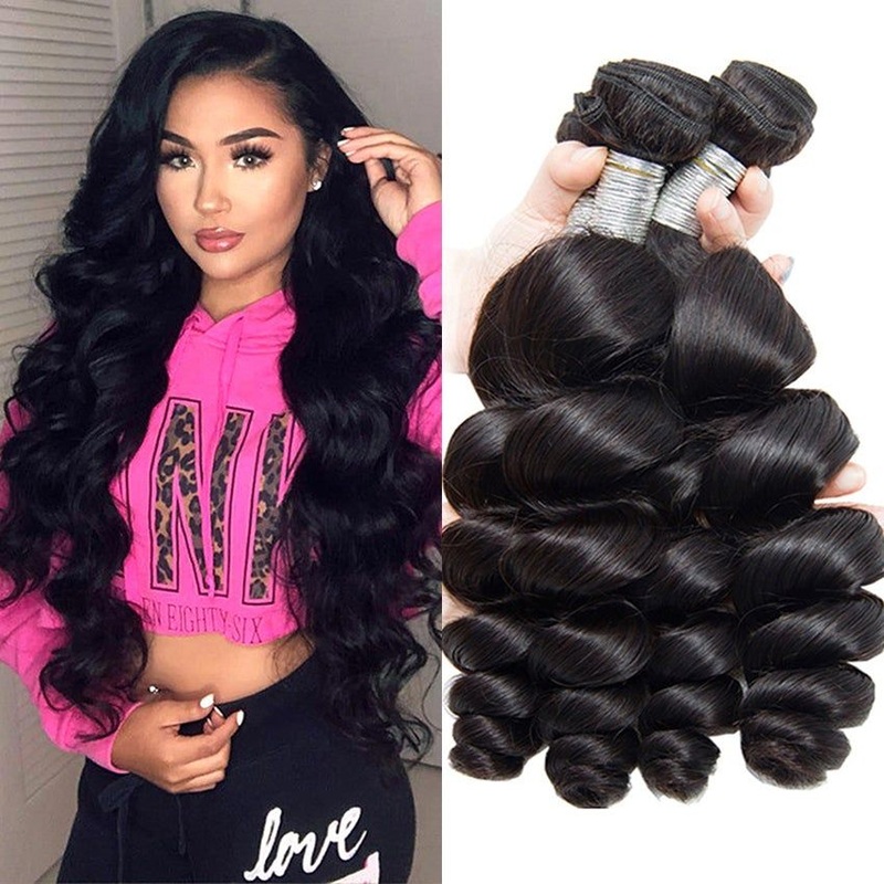 QVR Brazilian Hair Bundles Virgin Human Hair Loose Wave 4 Bundles 8”8”8”8” 10A Human Virgin Hair