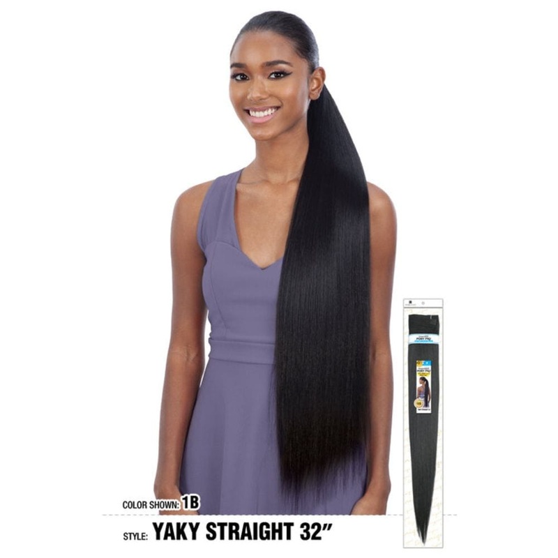 Wrap-Around Ponytail – Organique Pony Pro – Yaky Straight 32″ 1 JET BLACK