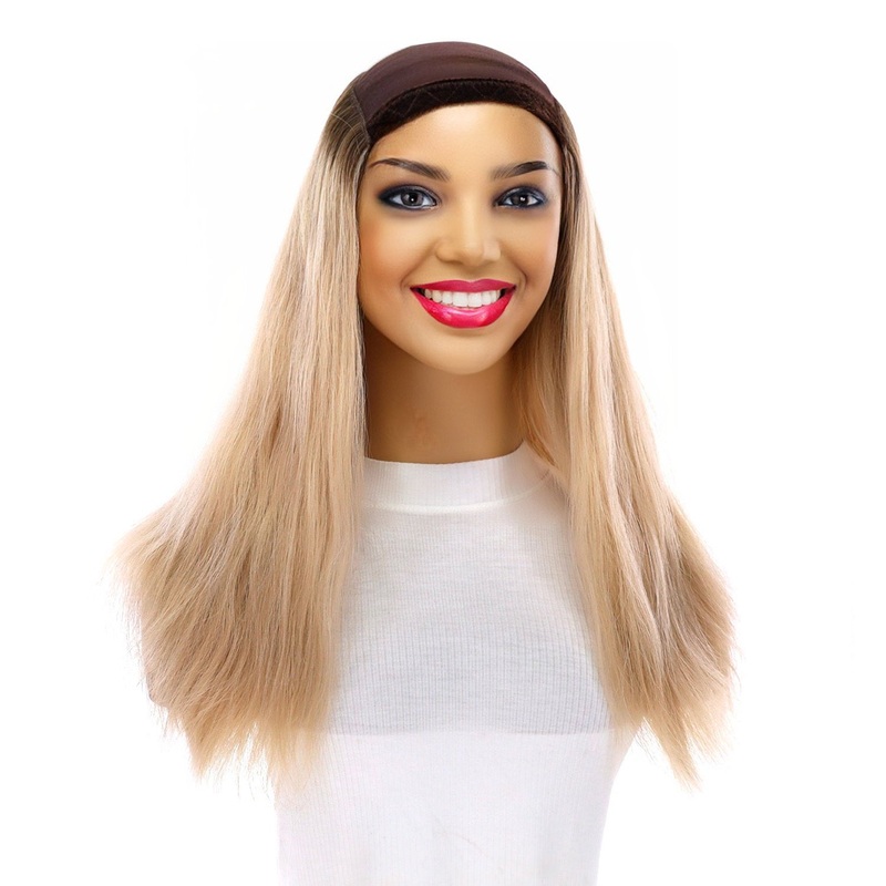 20″ HatFall Wig Beige Blonde Wavy Open Wefted