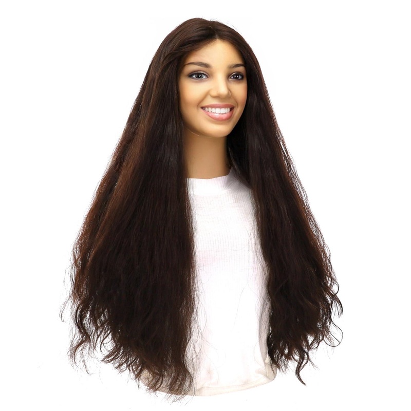26″ Divine Lace Top Wig Dark Brown Wavy Zig Zag Lace Front