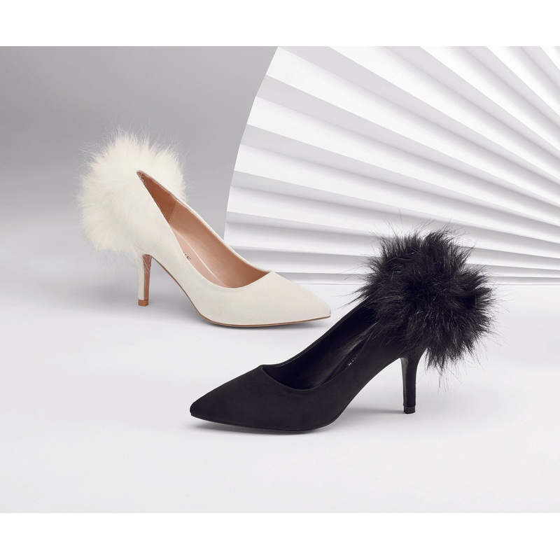 Faux Sueded and Fur Pump by EY Boutique WINTER WHITE 10M
