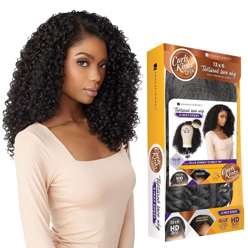 Sensationnel Kinky Edges 13×6 HD Lace Wig – Kinky Curly 18″ 1 JET BLACK