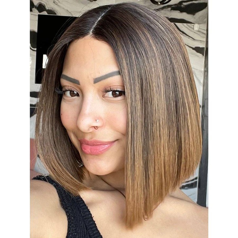 16″ Divine Lace Top Wig Dark Brown Ombre w/ A-Line Bob