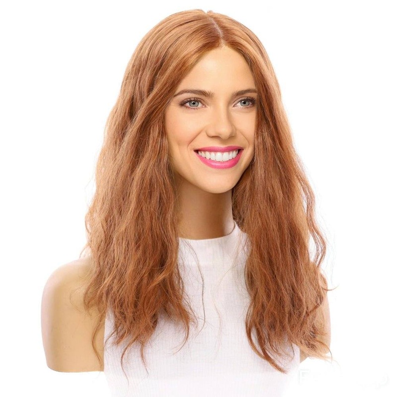 22″ Ponytail Silk Part Wig Copper Wavy Zig Zag Lace Front