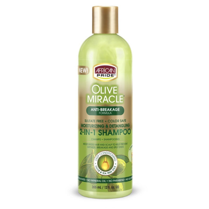 African Pride Olive Miracle 2-in-1 Shampoo Conditioner 12 oz