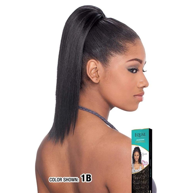 Shake-N-Go Equal Drawstring Ponytail – Yaky Straight 12″ 1 JET BLACK