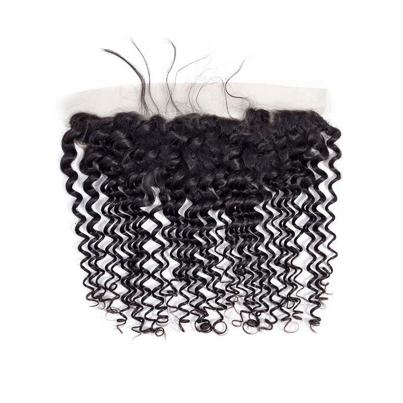 CurlyMe Deep Wave Virgin Human Hair 13×4 Lace Frontal Natural Black 13×4 Frontal 8