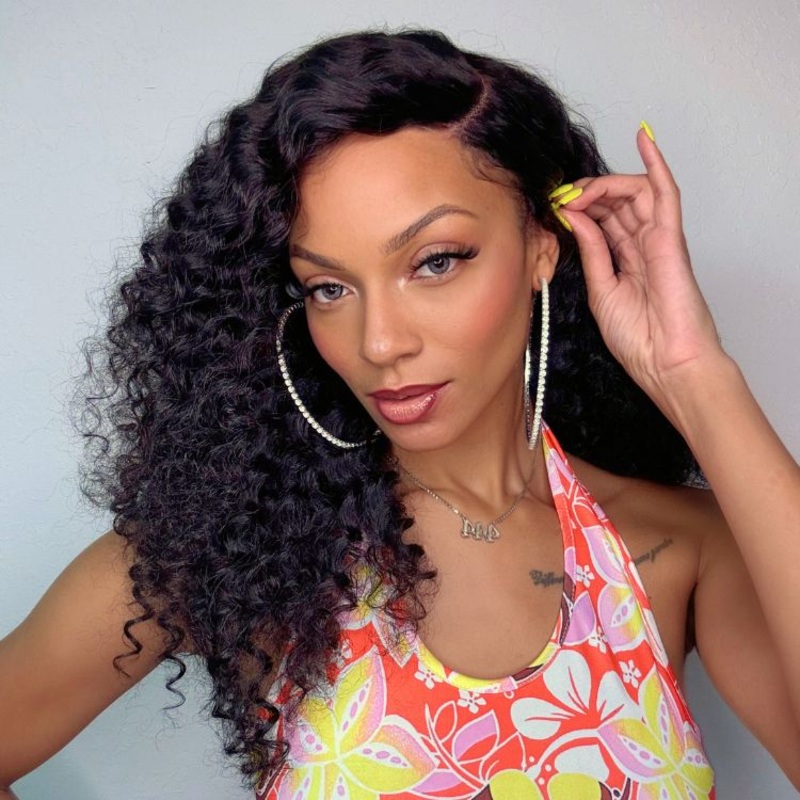 PreMax Wigs | Ear to Ear Super Natural Hairline Deep Wave Glueless 5×5 Upgraded Lace Front Long Curly Wig Pre-Cut Lace 5×5 Closure Lace 14