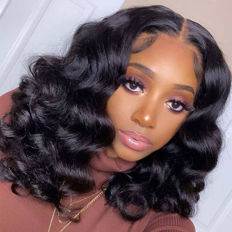 QVR Short Bob Loose Deep Wave Lace Frontal Wigs 180% Density 10 180% 13×4 Lace