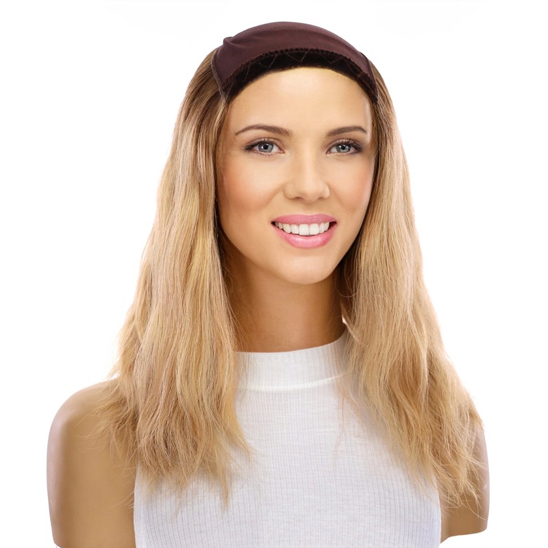 16″ HatFall Wig Golden Blonde Wavy Open Wefted