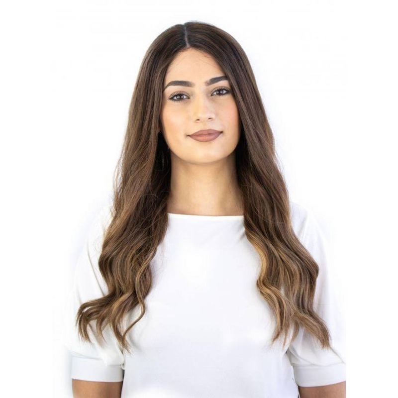 24″ Divine Lace Top Topper Medium Brown Balayage w/ Rooting