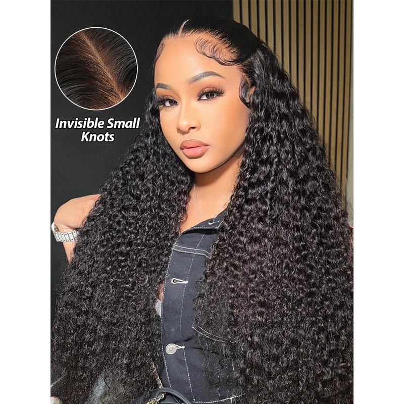 CurlyMe Kinky Curly Human Hair Wigs 13×6 Lace Front Wigs Bomb Look Transparent Lace 180% 8(bob)