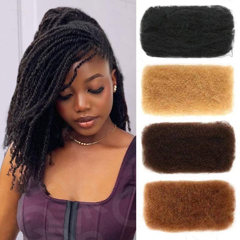 50% OFF|Natural Black Afro Kinky Bulk Human Hair Natural Black #1B 3 Packs (Full Head) 10”