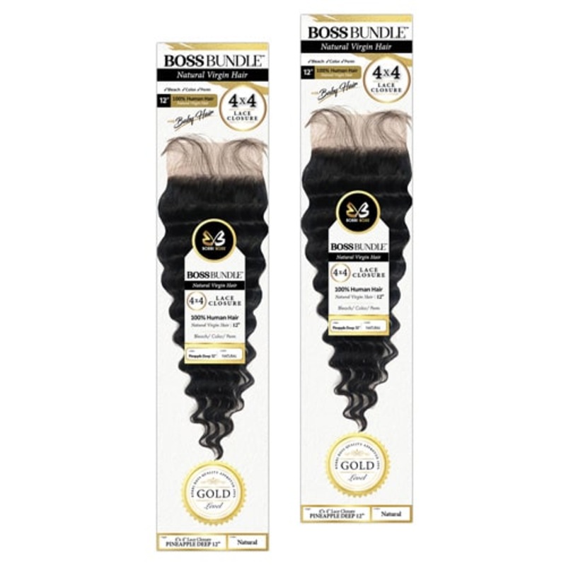 Bobbi Boss Virgin Hair 4×4 Lace Closure PINEAPPLE DEEP 12 NATURAL