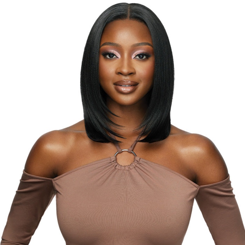 Outre Glueless Human Hair Blend 5X5 HD LACE CLOSURE WIG – HHB – NATURAL YAKI 14″ 1