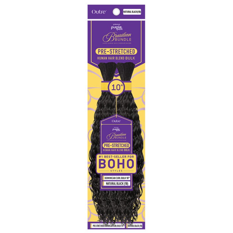 Outre Purple Pack Brazilian Bundle 100% Human Hair Blend Pre-Stretched Braid – DOMINICAN CURL BULK 10/14/18/24″ 10 130S