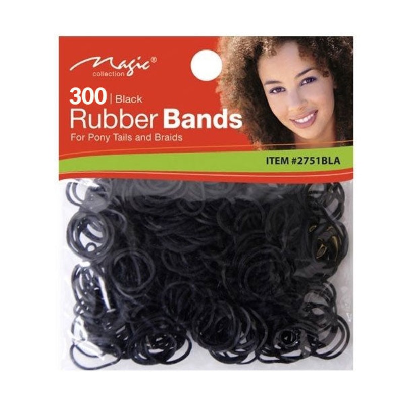 Black Rubber Band for Ponytails and Braids – 300 Pcs (1 Pack) Black (DRE2001)