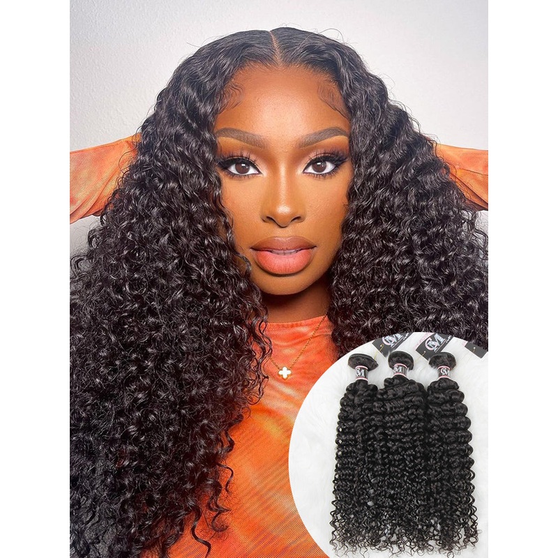 Kinky Curly Natural Black Hair Bundles 1/3/4Pcs | Hair Extensions 3 Bundles/Pack 10 12 14