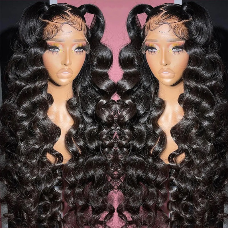 Loose Wave 13×6 Full Lace Frontal Wig Pre Bleached Glueless Lace Human Hair Wigs For Women 14 Plucked & Bleached & Pre Cut Lace 150%